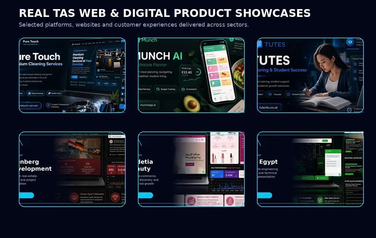 Selected TAS website and digital product projects